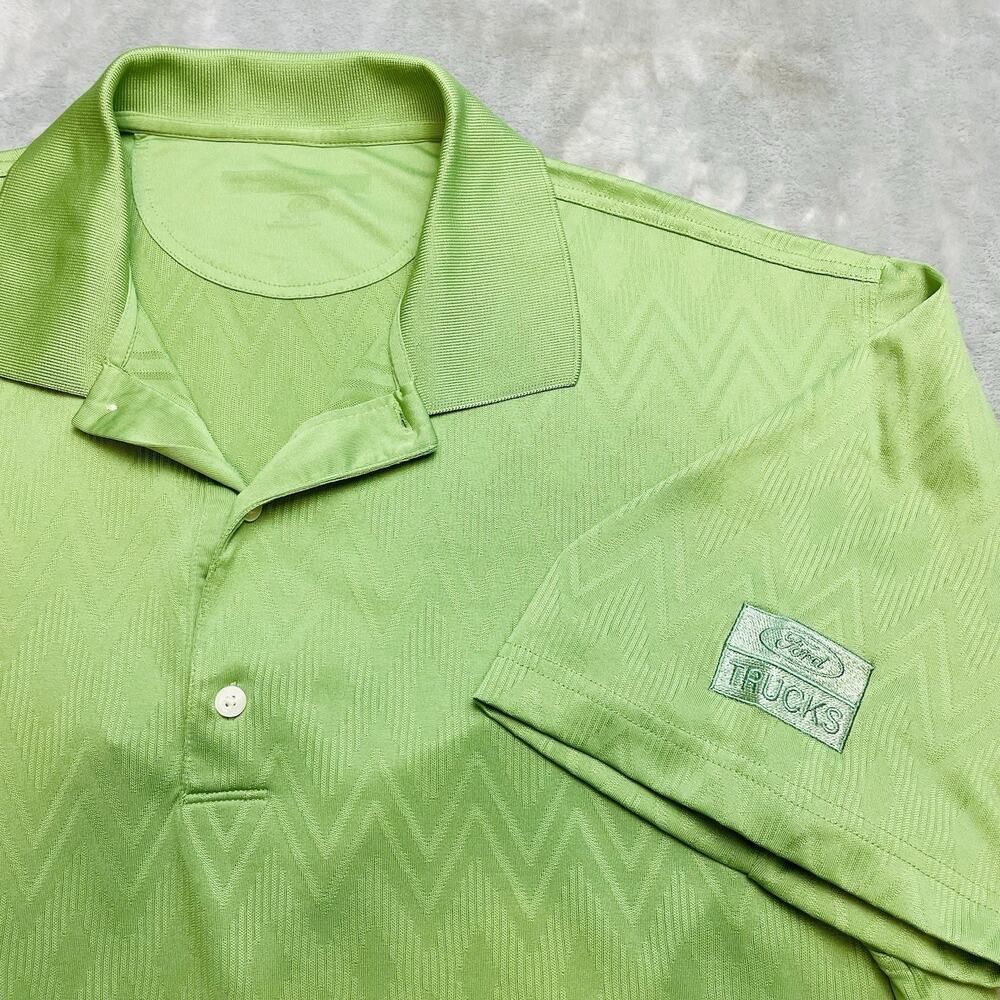 Ford Trucks Work Polo Shirt Mens XL Green‎ Aztec Print Car Auto Employee Uniform